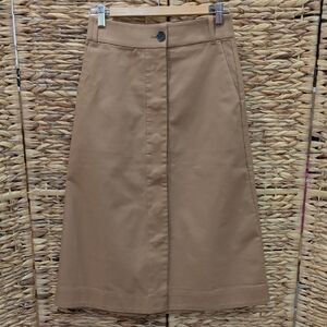 Everlane Khaki Cotton A Line Midi Skirt Size 2